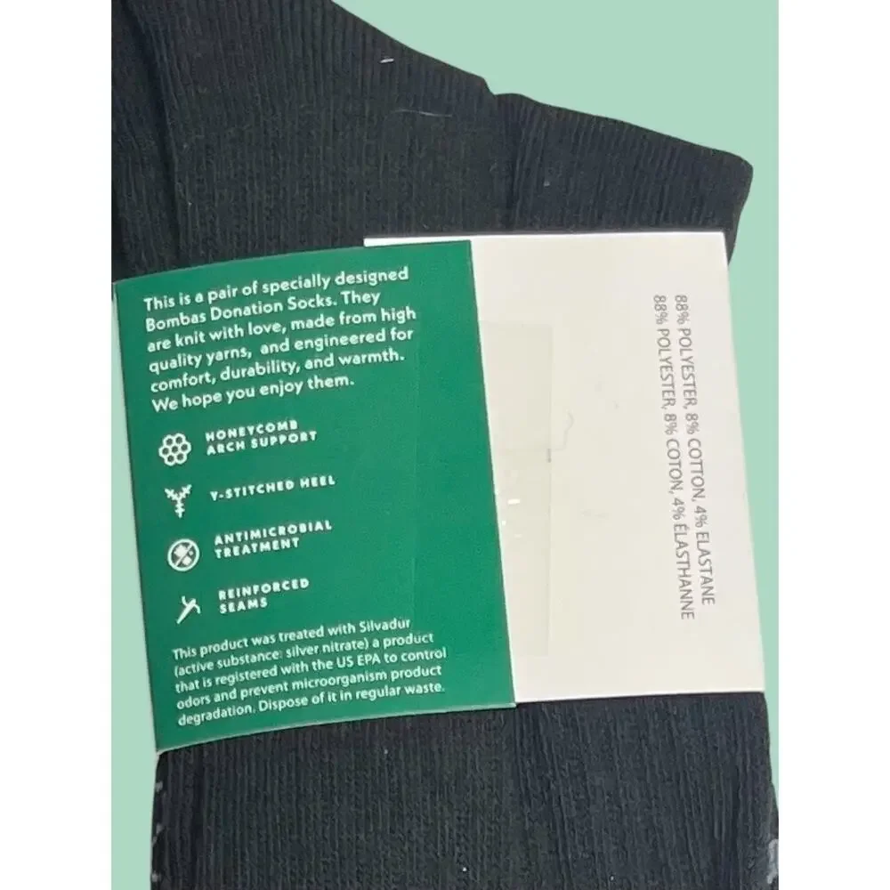 Bombas Half Calf Crew Socks Black & Gray XL New